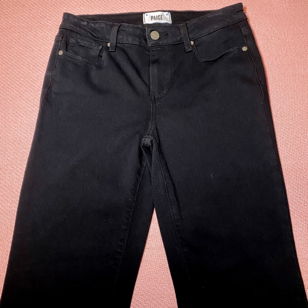 Paige Skyline Boot Black Bootcut Jeans Womens Size 28 Stretch Denim Pants - Picture 6 of 9
